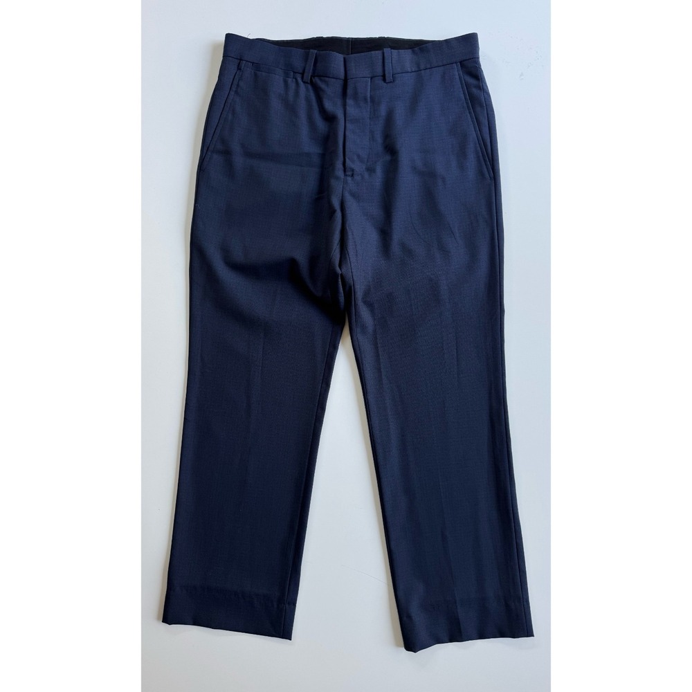 THEORY Marlo U Trevino Wool Dress Pants Mens 28x24.5 Blue Cropped Flat Front